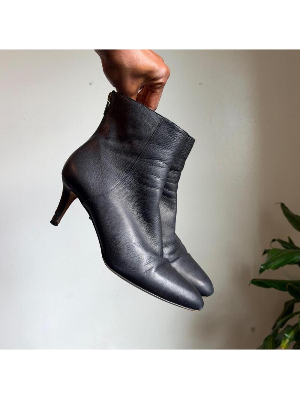 Jimmy Choo Black Leather Back-Zip Ankle Boots EU 39.5 US 8